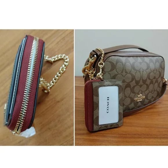 COACH SIGNATURE THICK CARD HOLDER WITH COIN PURSE WITH RED DESIGN - Picture 4 of 4